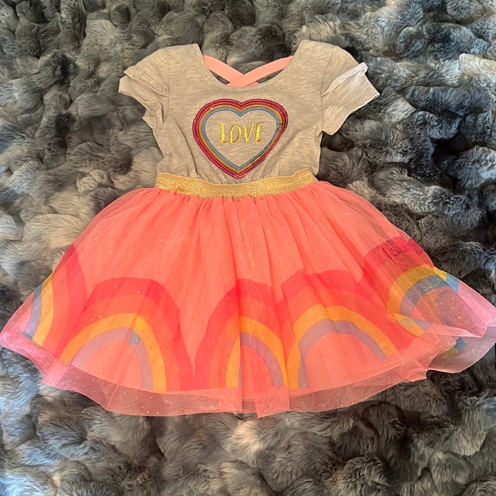 Little Lass Tulle Rainbow Love Dress